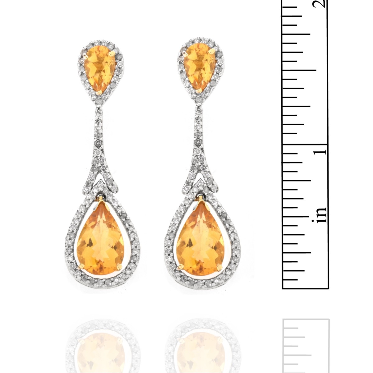 Citrine, Diamond and 14K Earrings
