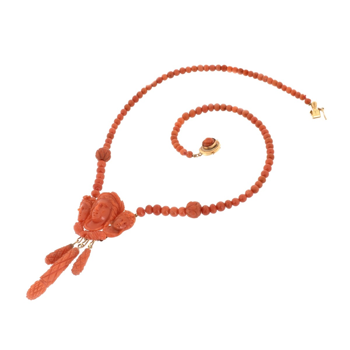 Red Coral and 14K Necklace