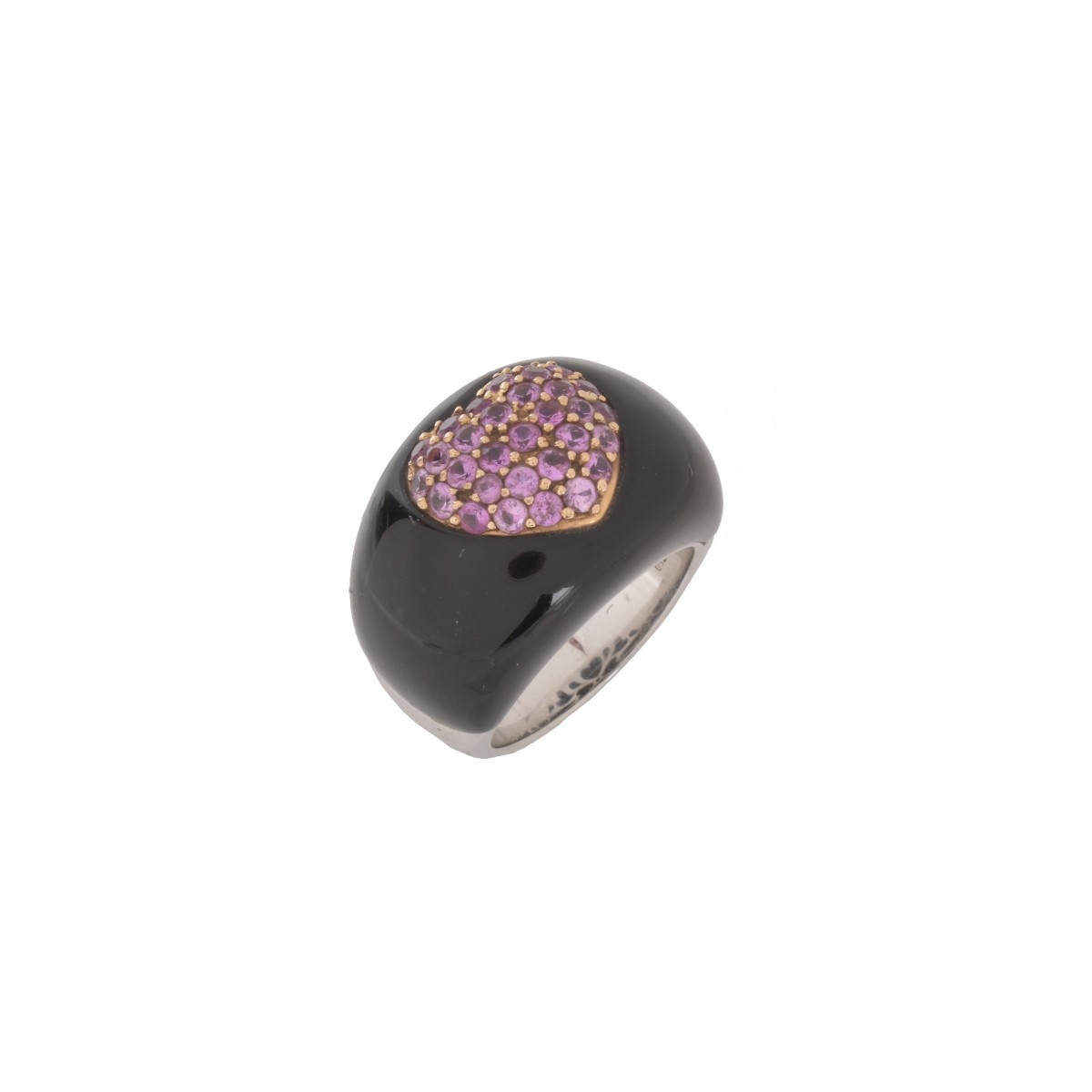 Sapphire, Onyx and 18K Ring