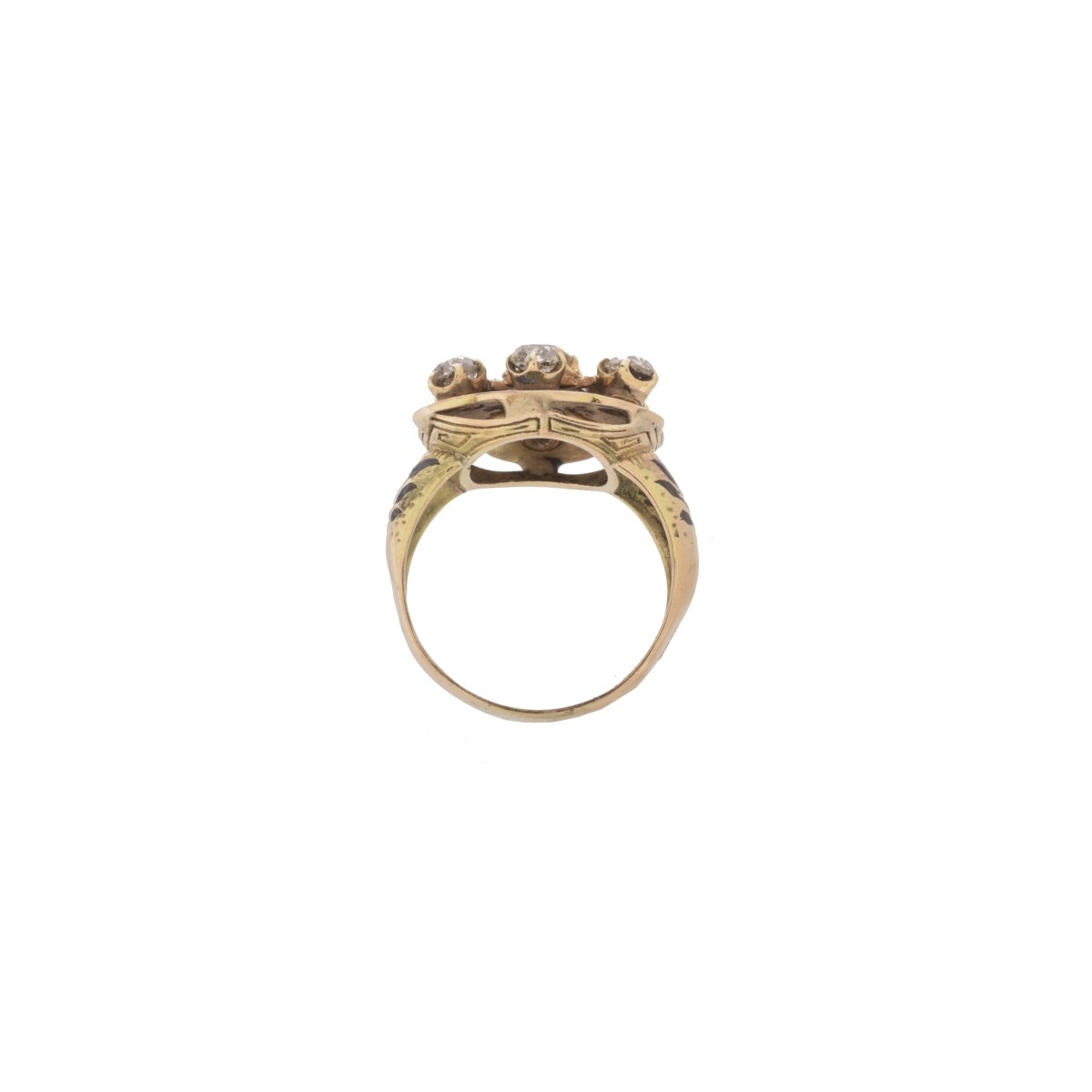 Diamond, Enamel and 14K Ring