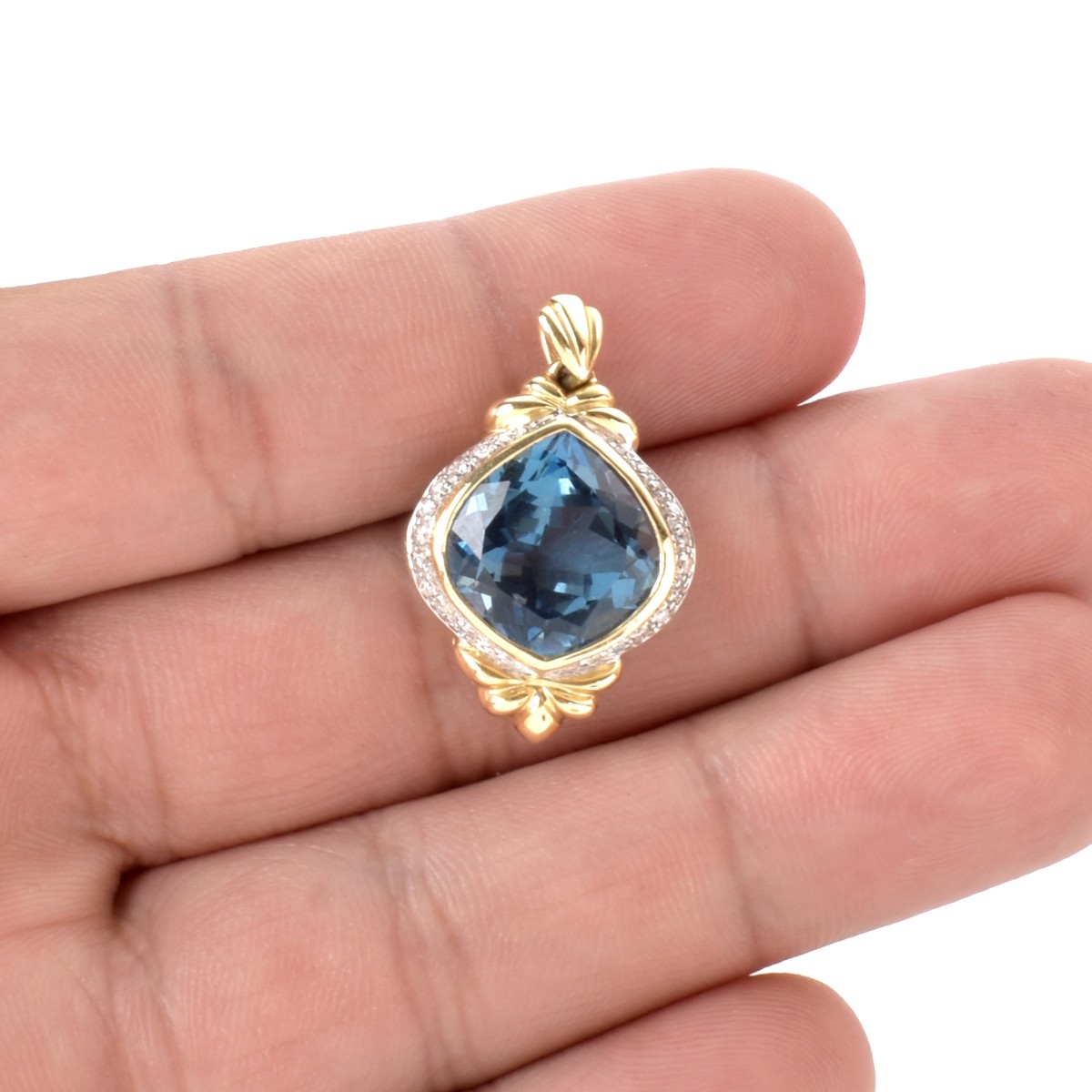 Topaz, Diamond and 14K Pendant