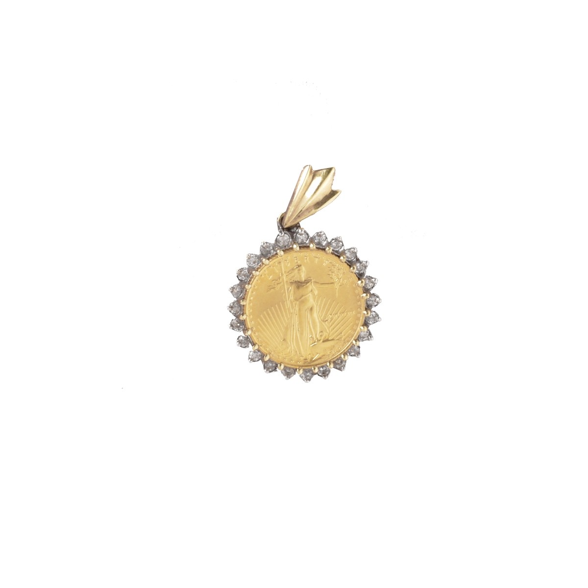 US American Eagle Gold Coin Pendant