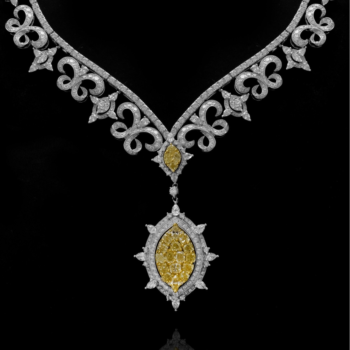 Fancy Diamond and 18K Pendant Necklace