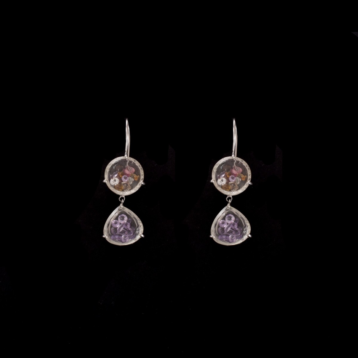 Gemstone and Silver Earrings