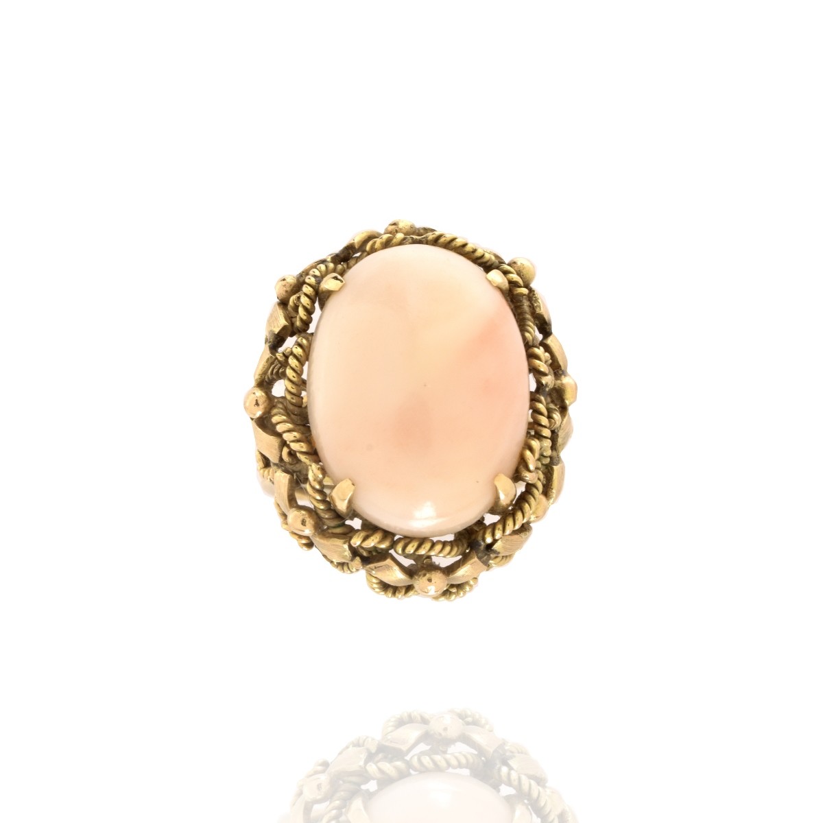 Coral and 14K Ring