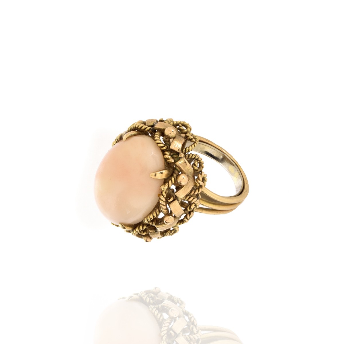 Coral and 14K Ring