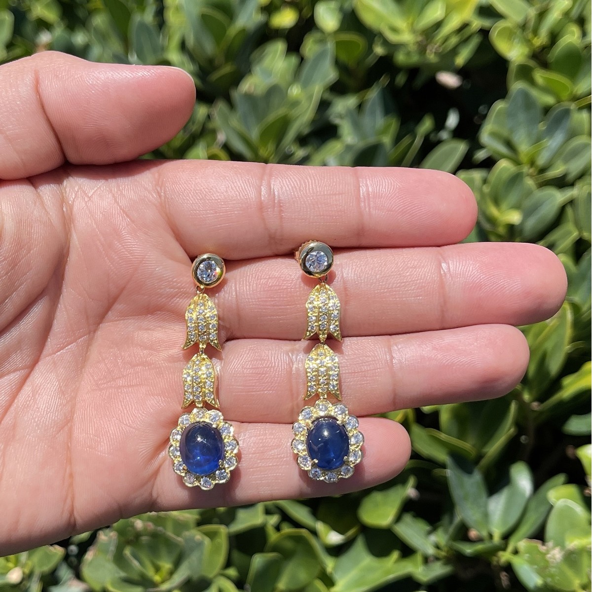 Sapphire, Diamond and 18K Earrings