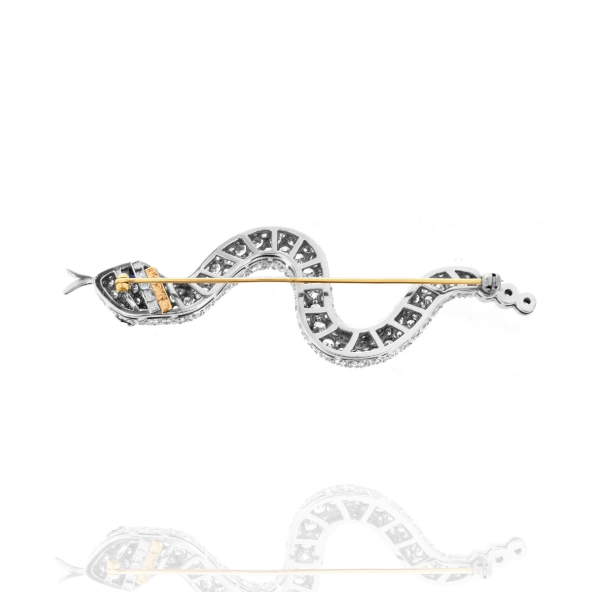 Diamond and Platinum Snake Pin