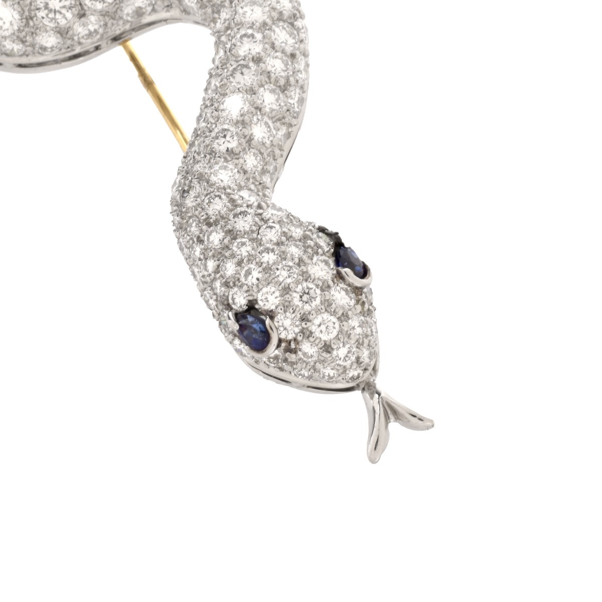 Diamond and Platinum Snake Pin