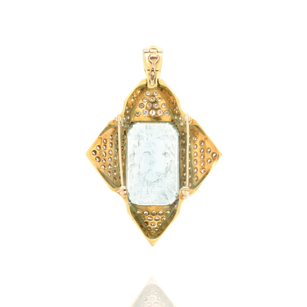 Aquamarine, Diamond and 18K Pendant / Brooch