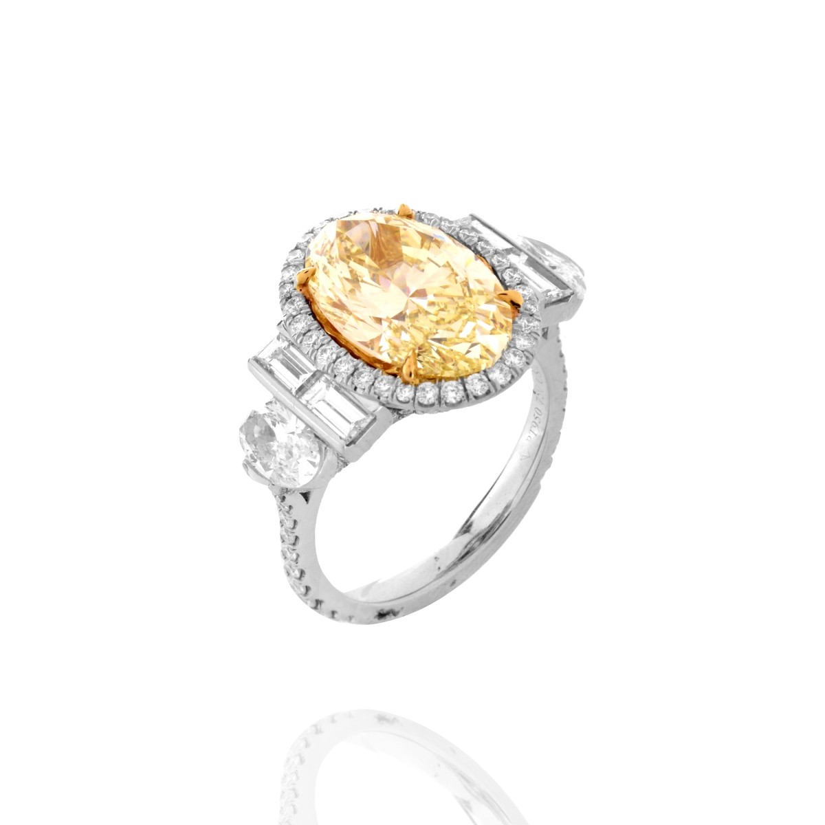 Fancy Yellow Diamond and Platinum Ring