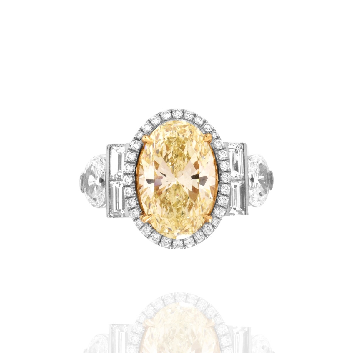 Fancy Yellow Diamond and Platinum Ring