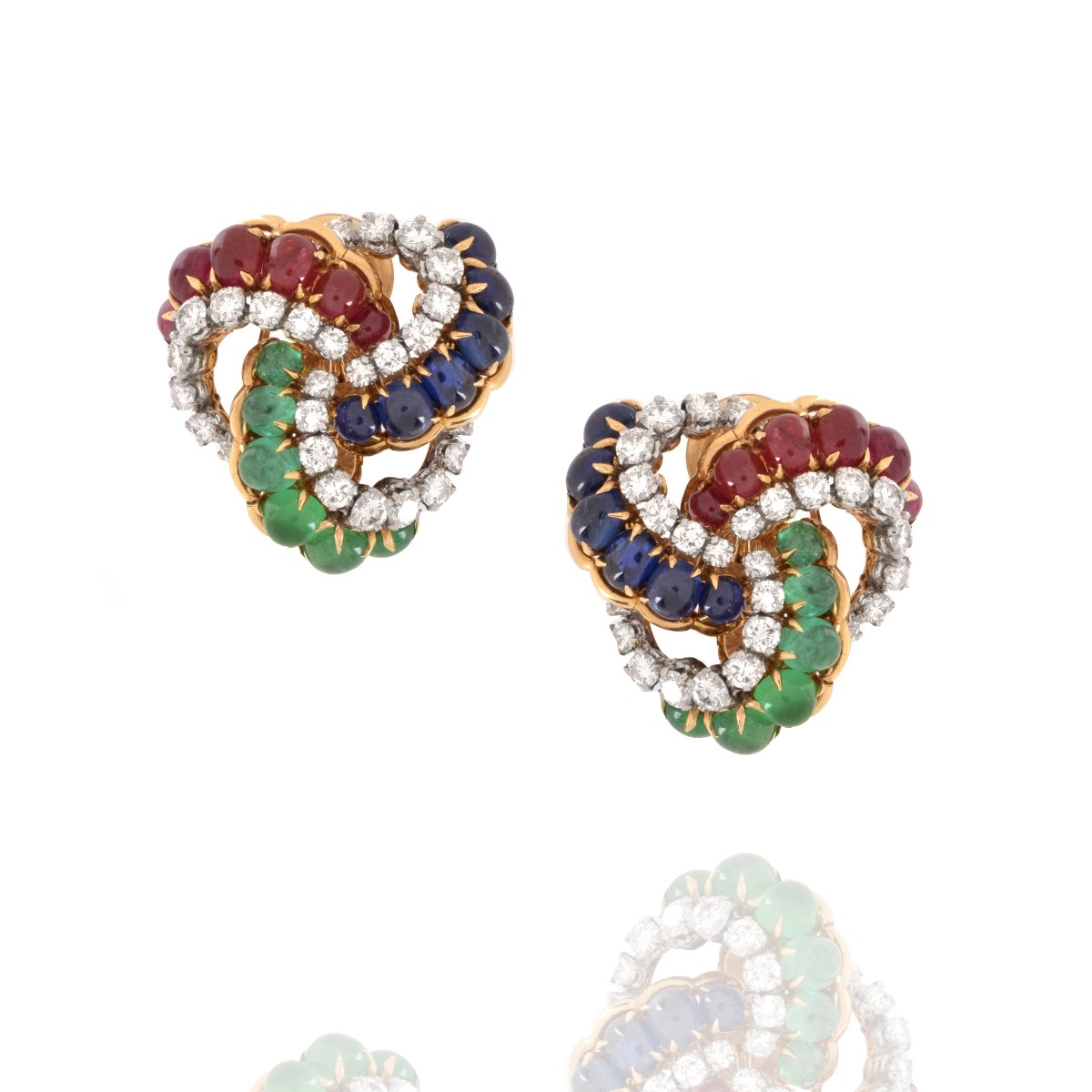 Verdura Gemstone, Diamond and 18K Earrings