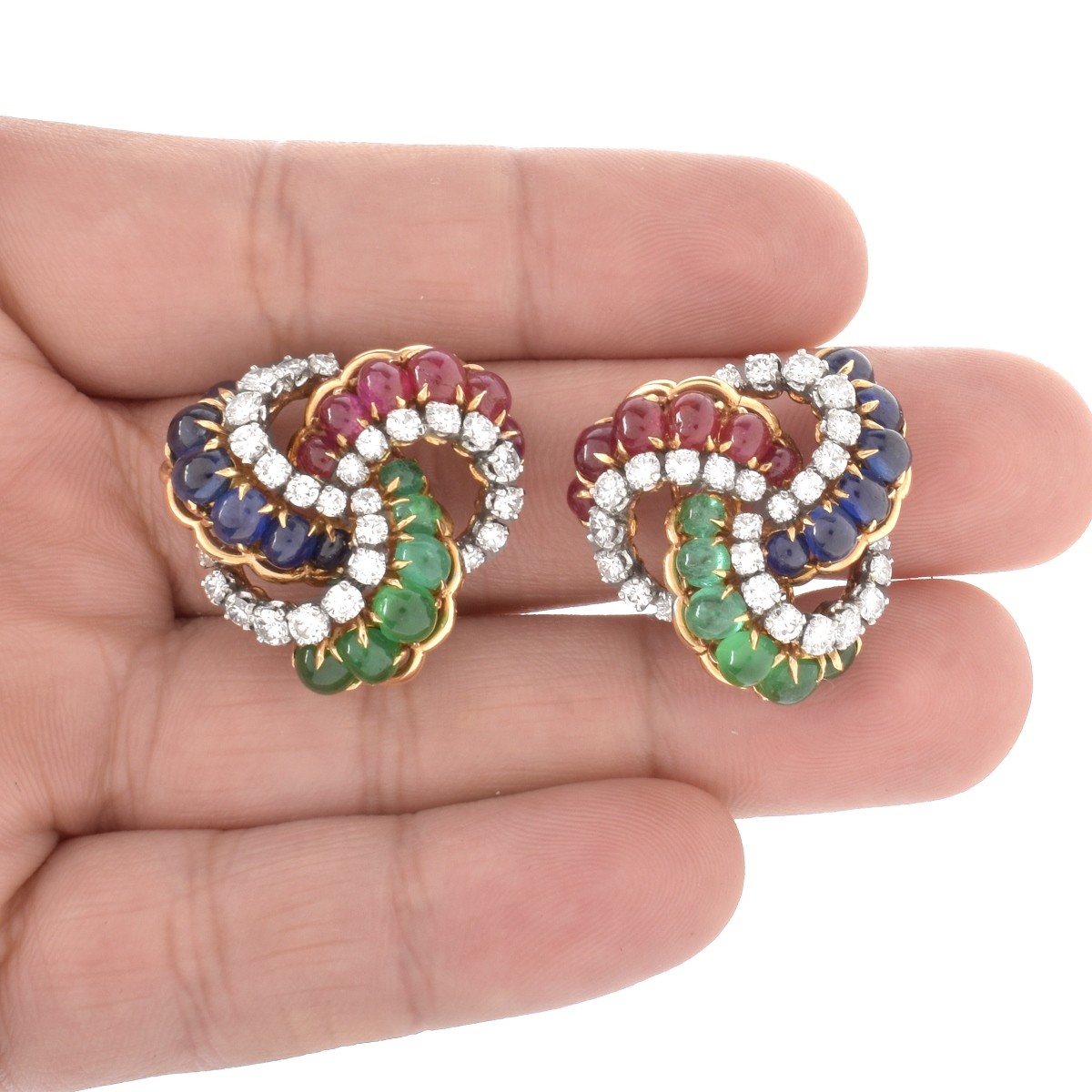 Verdura Gemstone, Diamond and 18K Earrings