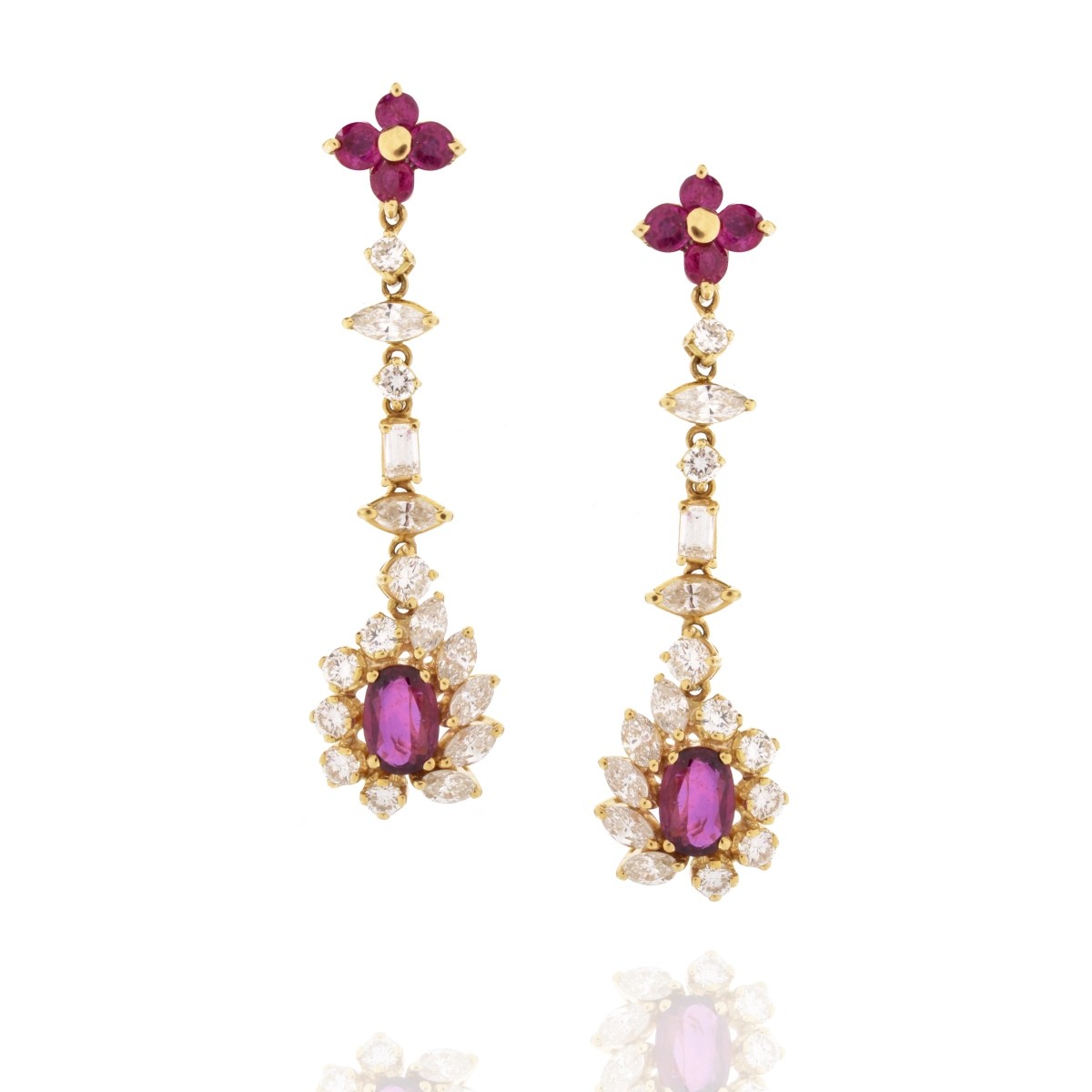 Ruby, Diamond and 18K Earrings