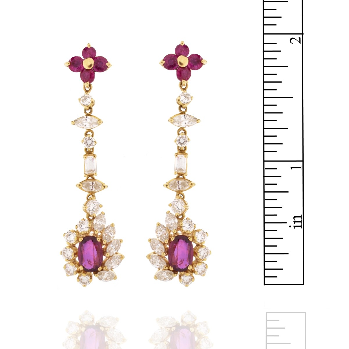 Ruby, Diamond and 18K Earrings