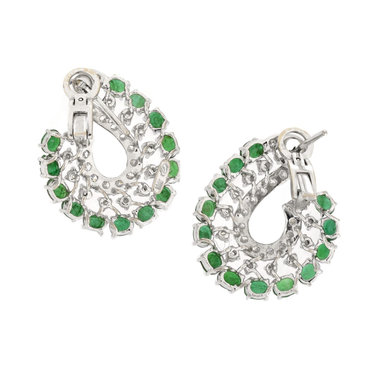 Emerald, Diamond and 18K Earrings.