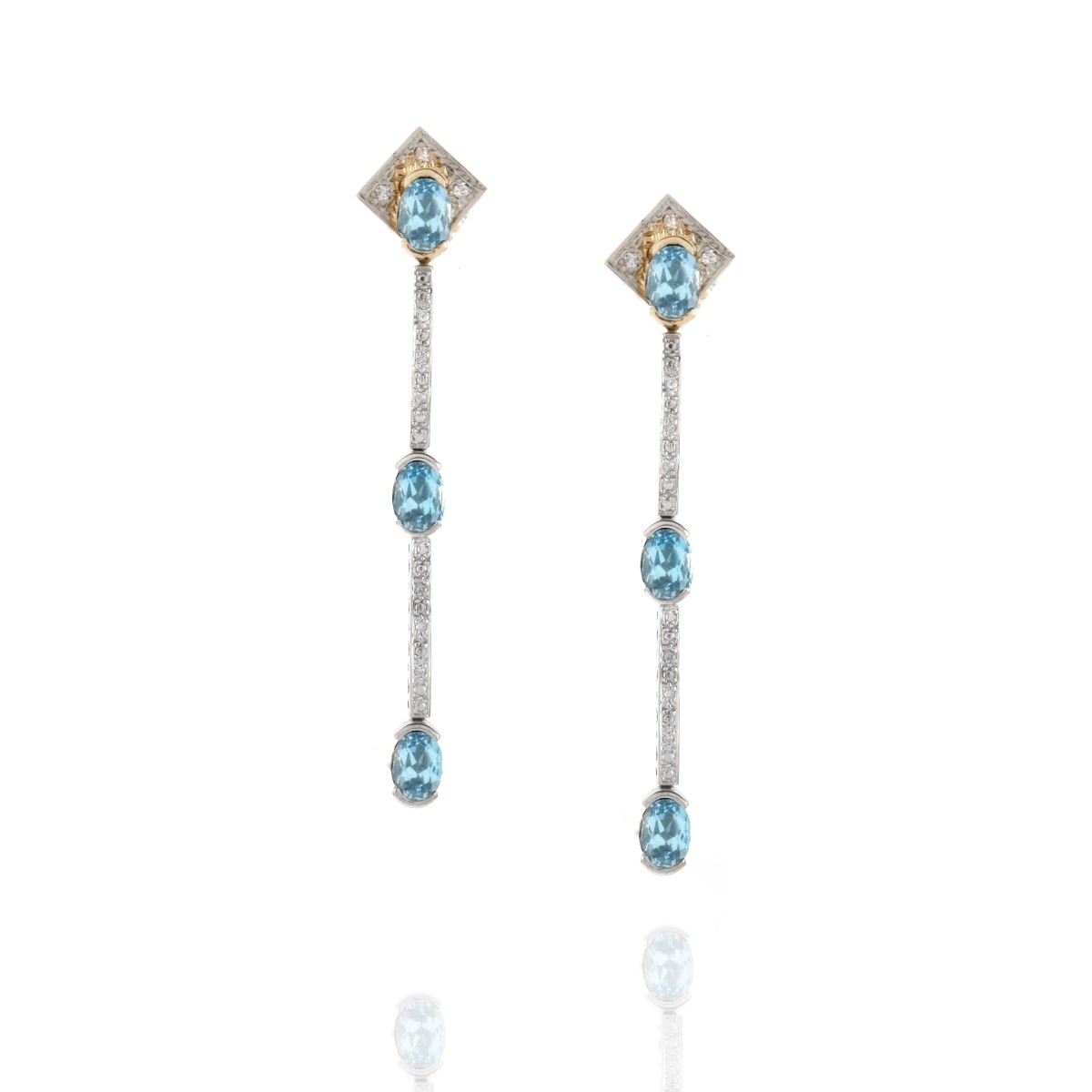 Topaz, Diamond and 14K Earrings