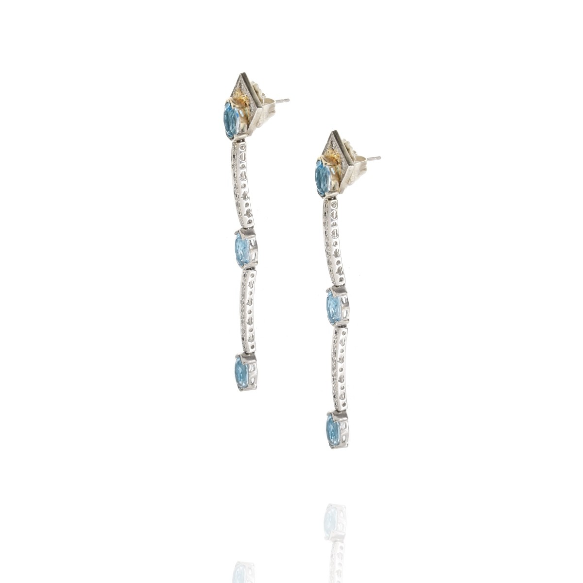 Topaz, Diamond and 14K Earrings