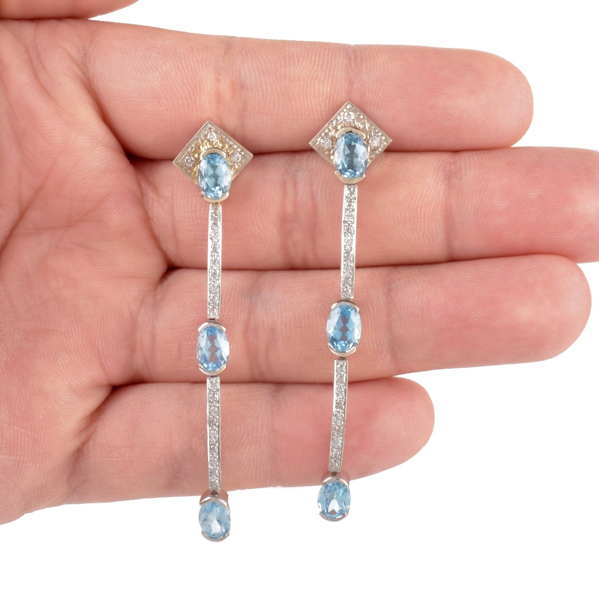 Topaz, Diamond and 14K Earrings