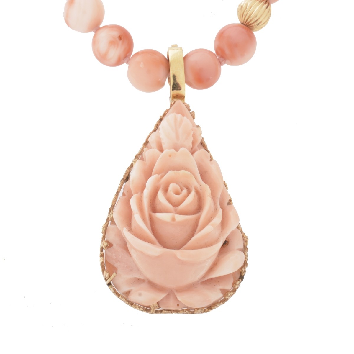 Coral and 14K Pendant Necklace