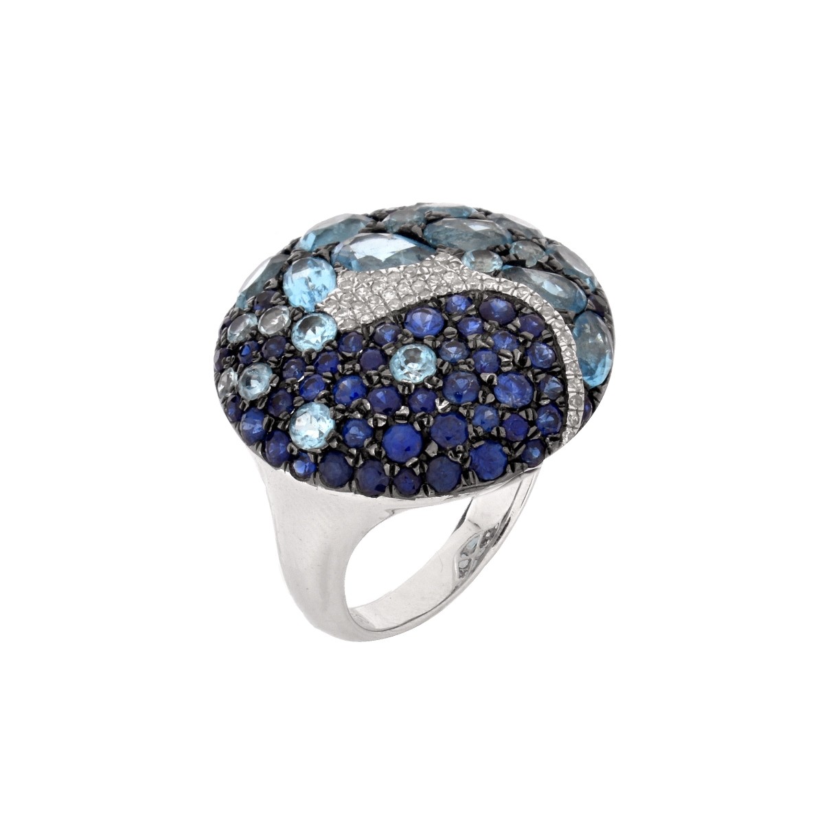 Sapphire, Topaz, Diamond and 18K Ring