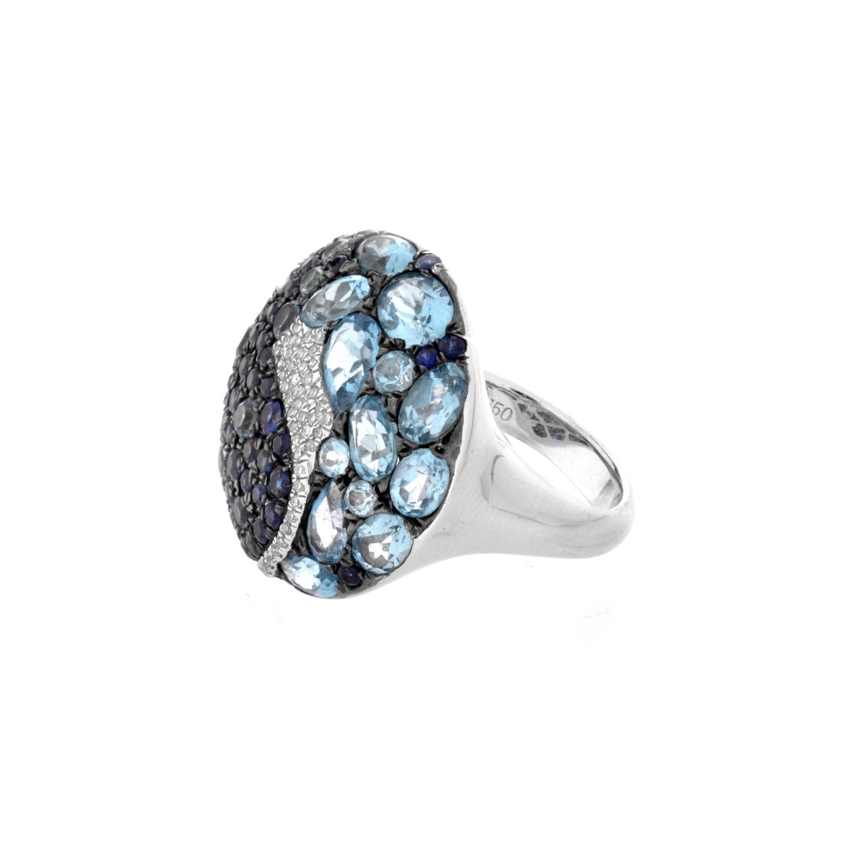 Sapphire, Topaz, Diamond and 18K Ring