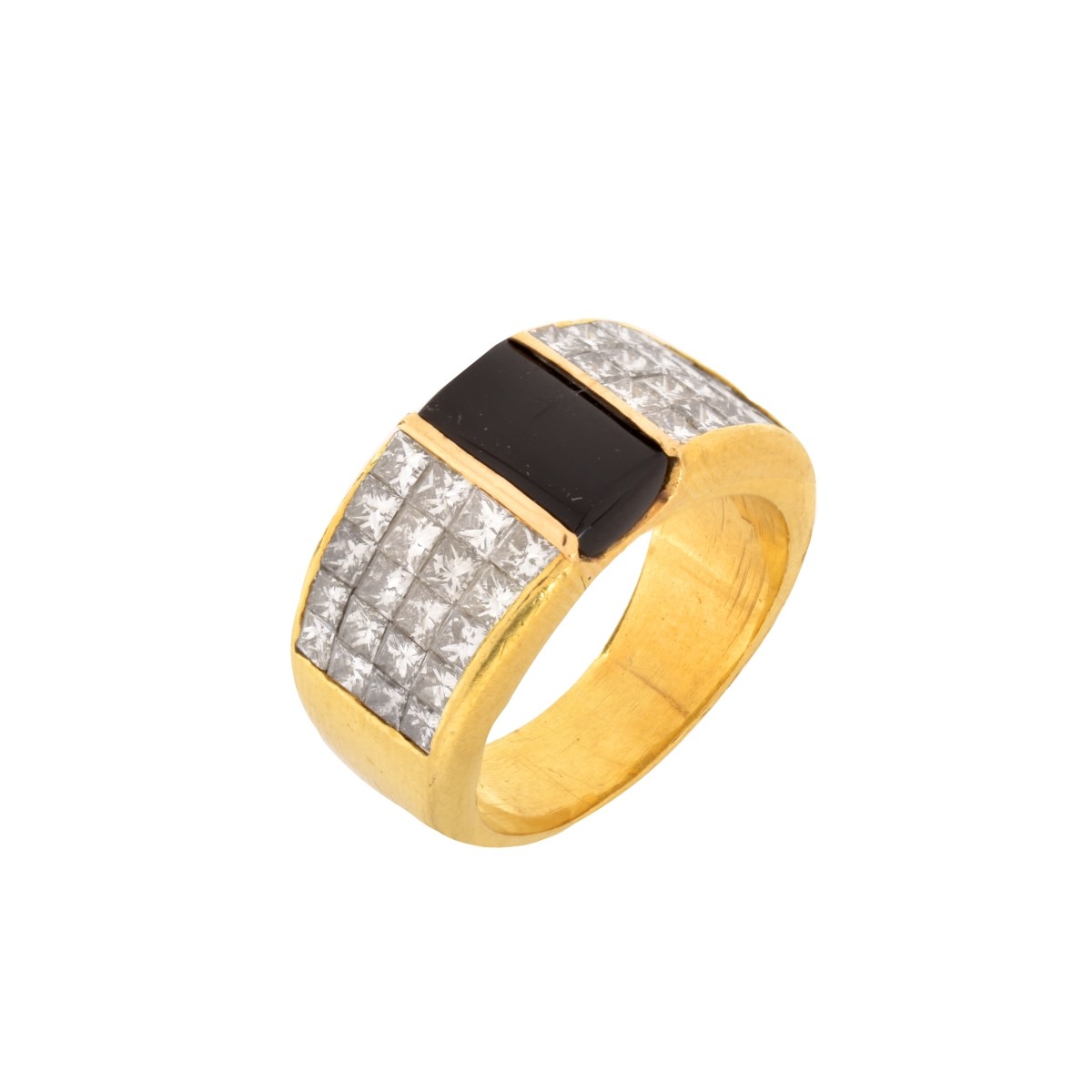 Diamond, Onyx and 18K Ring