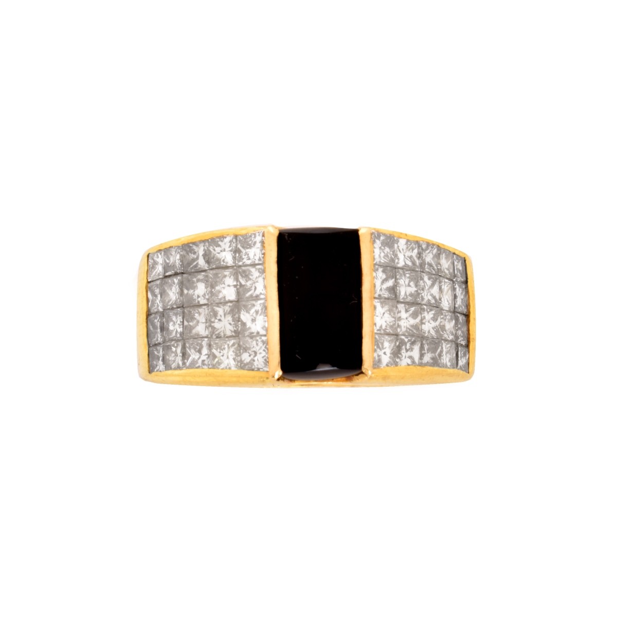 Diamond, Onyx and 18K Ring