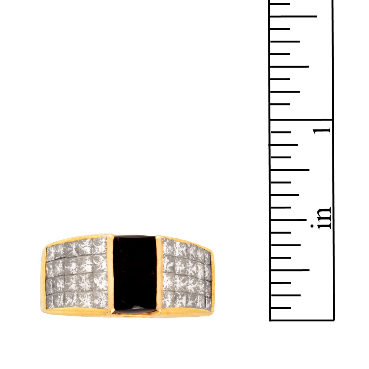 Diamond, Onyx and 18K Ring