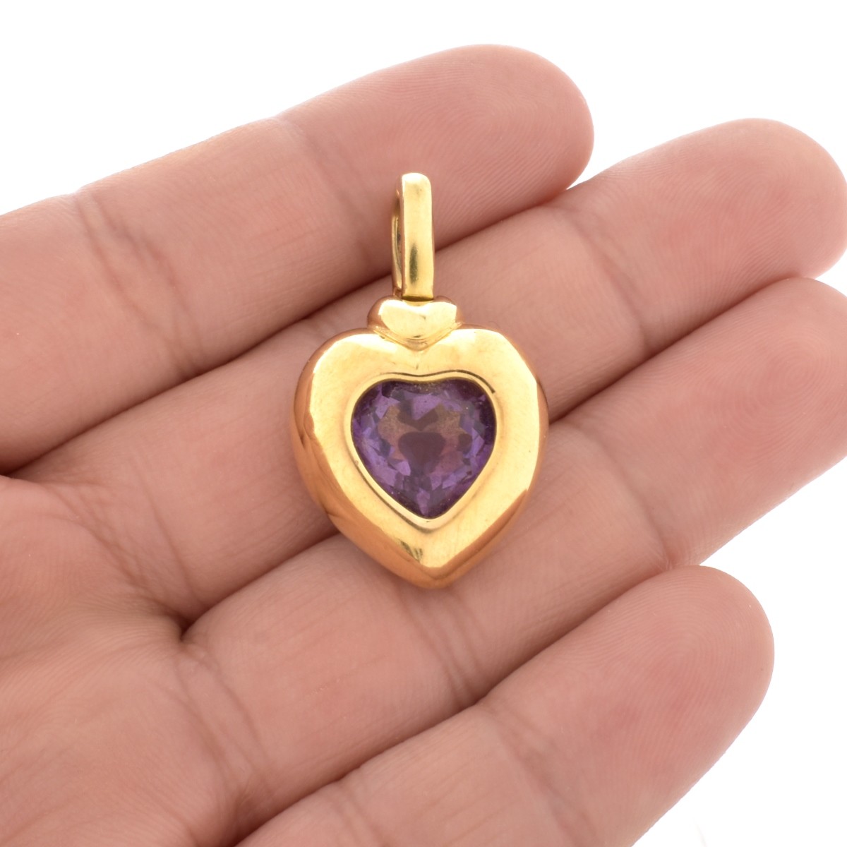 Amethyst and 18K Heart Pendant