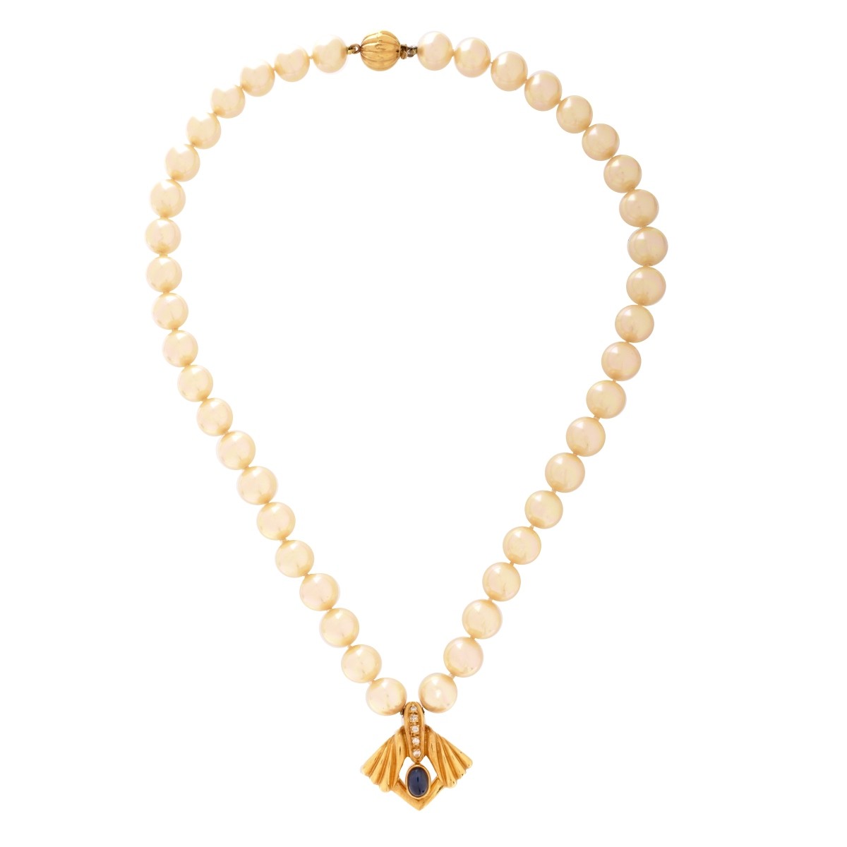 Majorica / Bereti Pearl and 18K Necklace