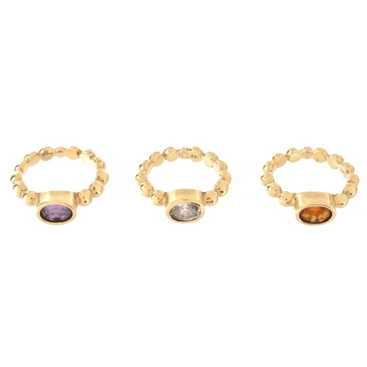 Three Gemstone and 14K Rings