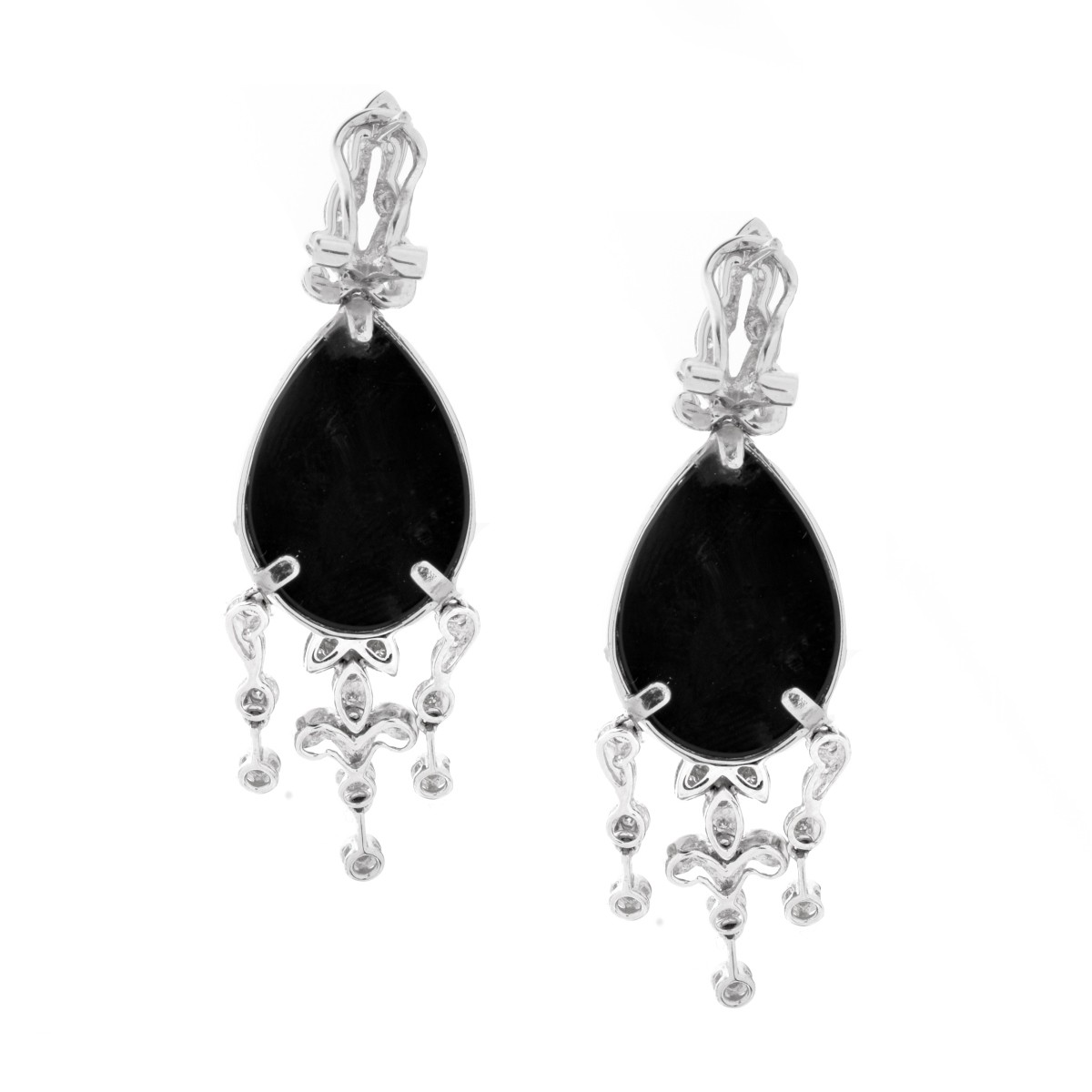 Diamond, Onyx and 14K Earrings