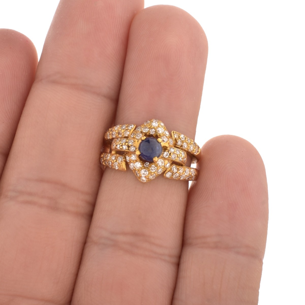 Sapphire, Diamond and 18K Ring