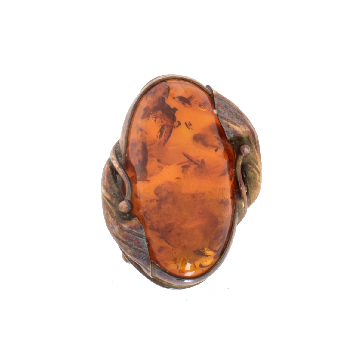 Amber and Silver Ring