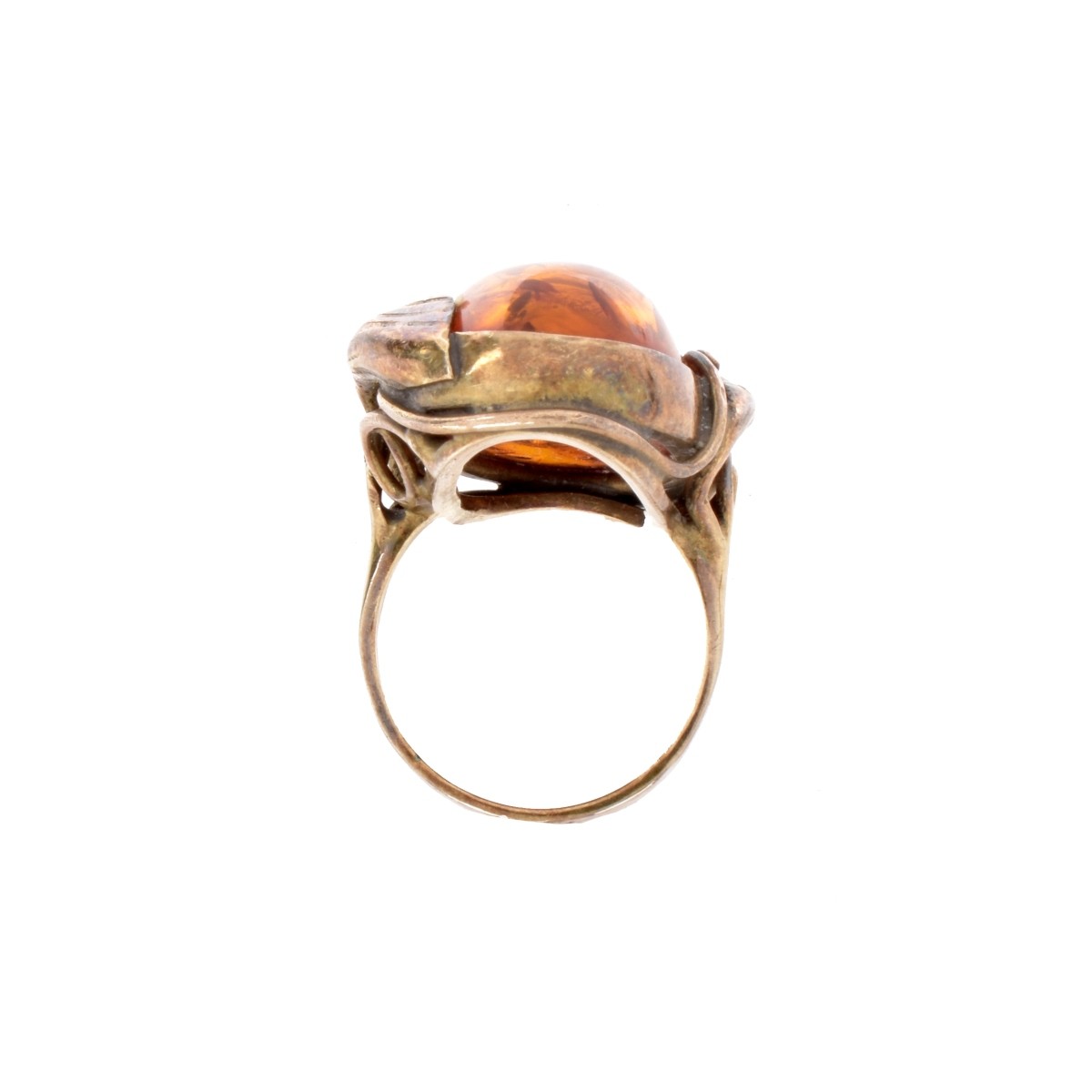 Amber and Silver Ring