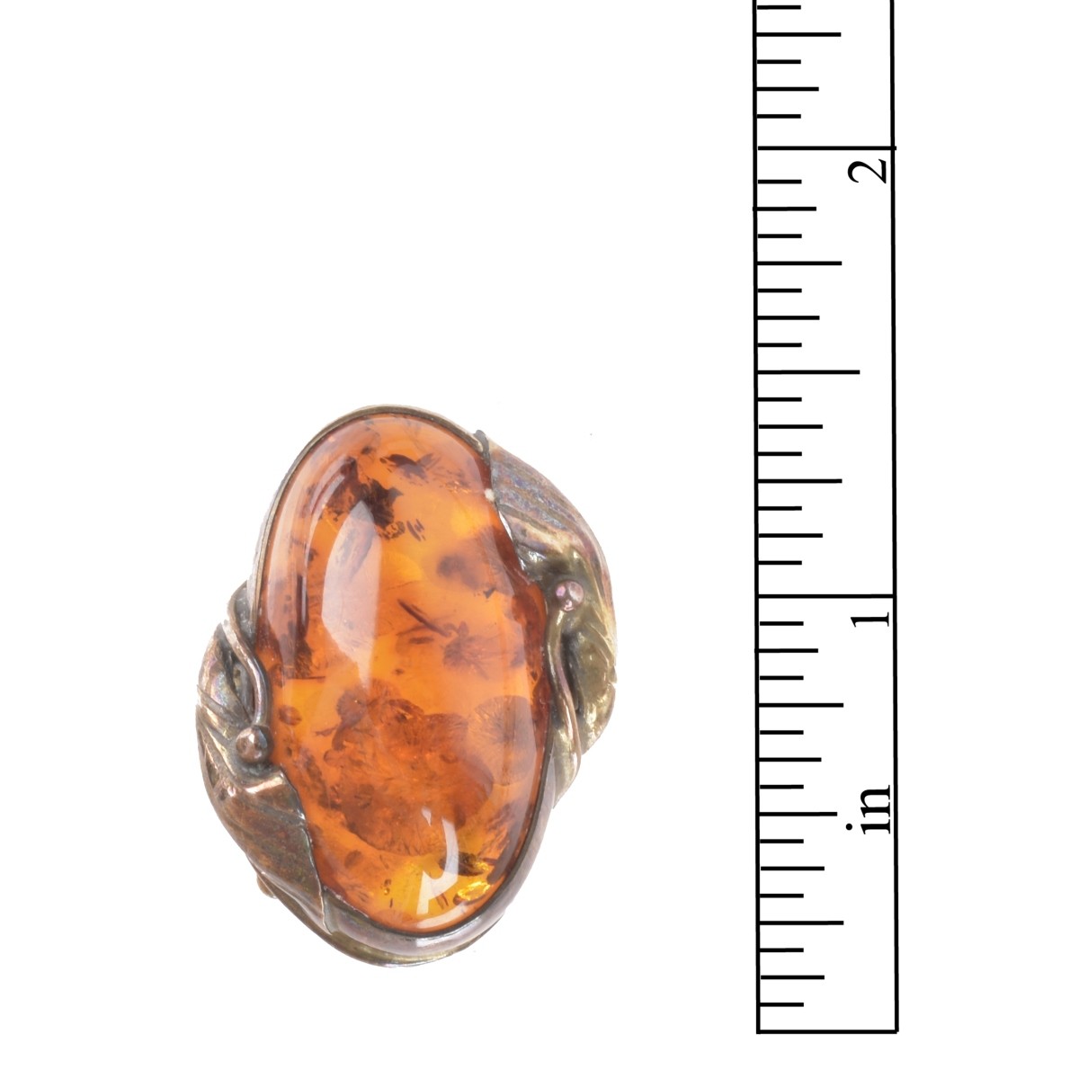 Amber and Silver Ring