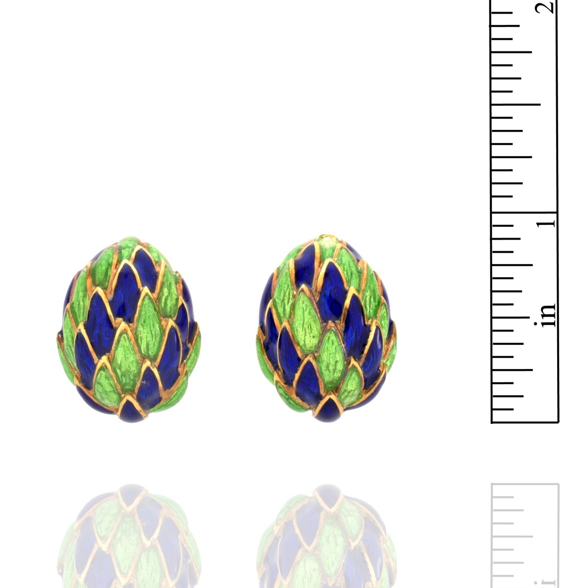 18K and Enamel Earrings