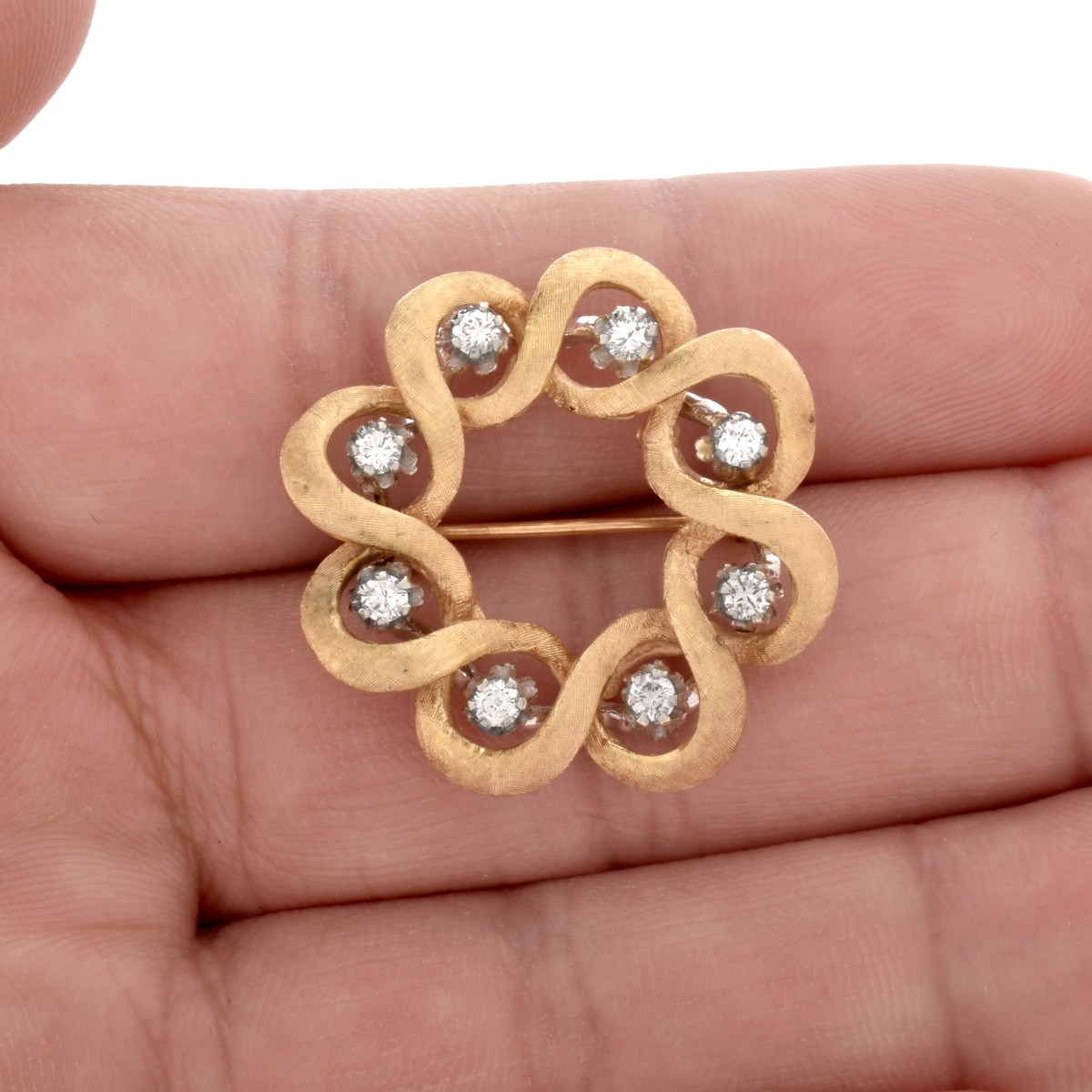 Diamond and 14K Brooch