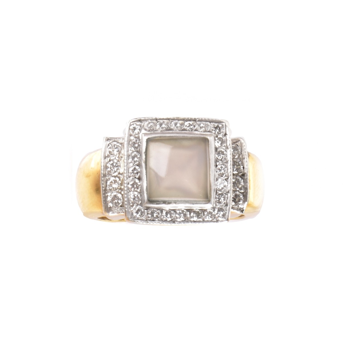 Moonstone, Diamond and 14K Ring