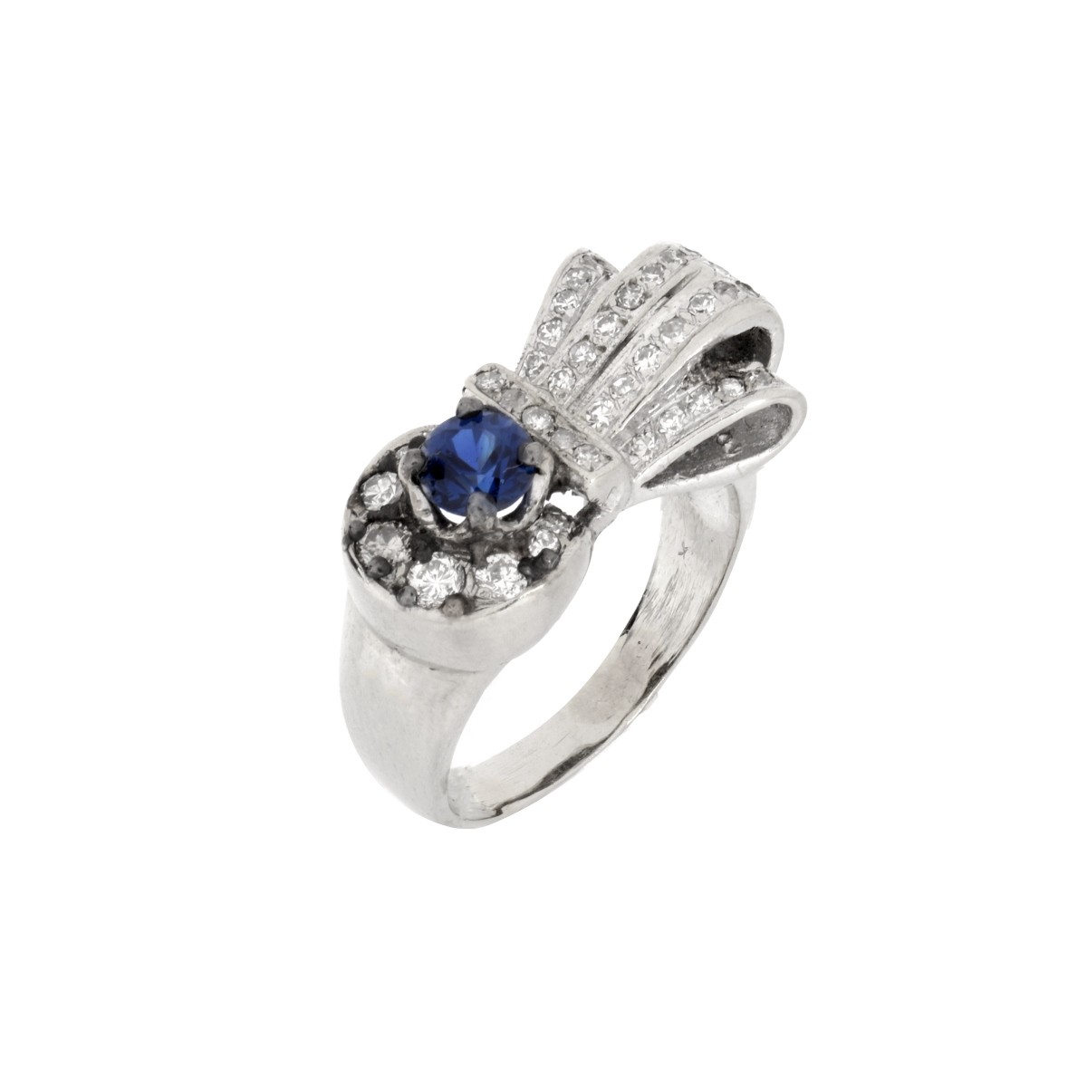 Sapphire, Diamond and 14K Ring