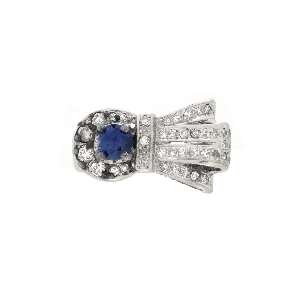 Sapphire, Diamond and 14K Ring