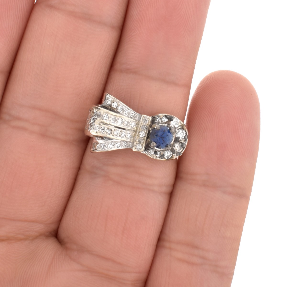 Sapphire, Diamond and 14K Ring