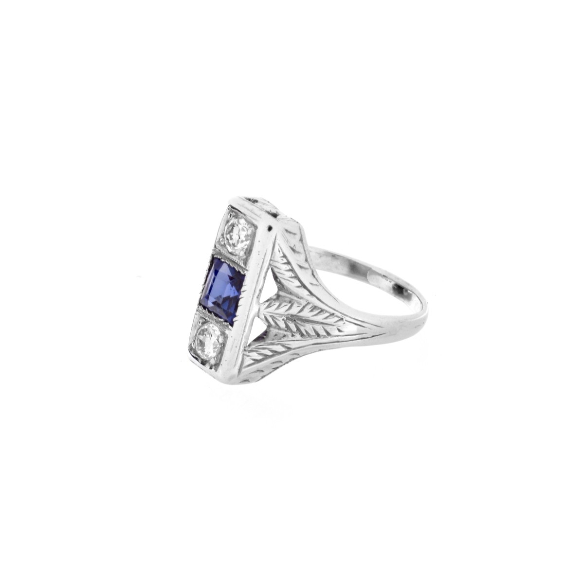 Diamond, Sapphire and 18K Ring