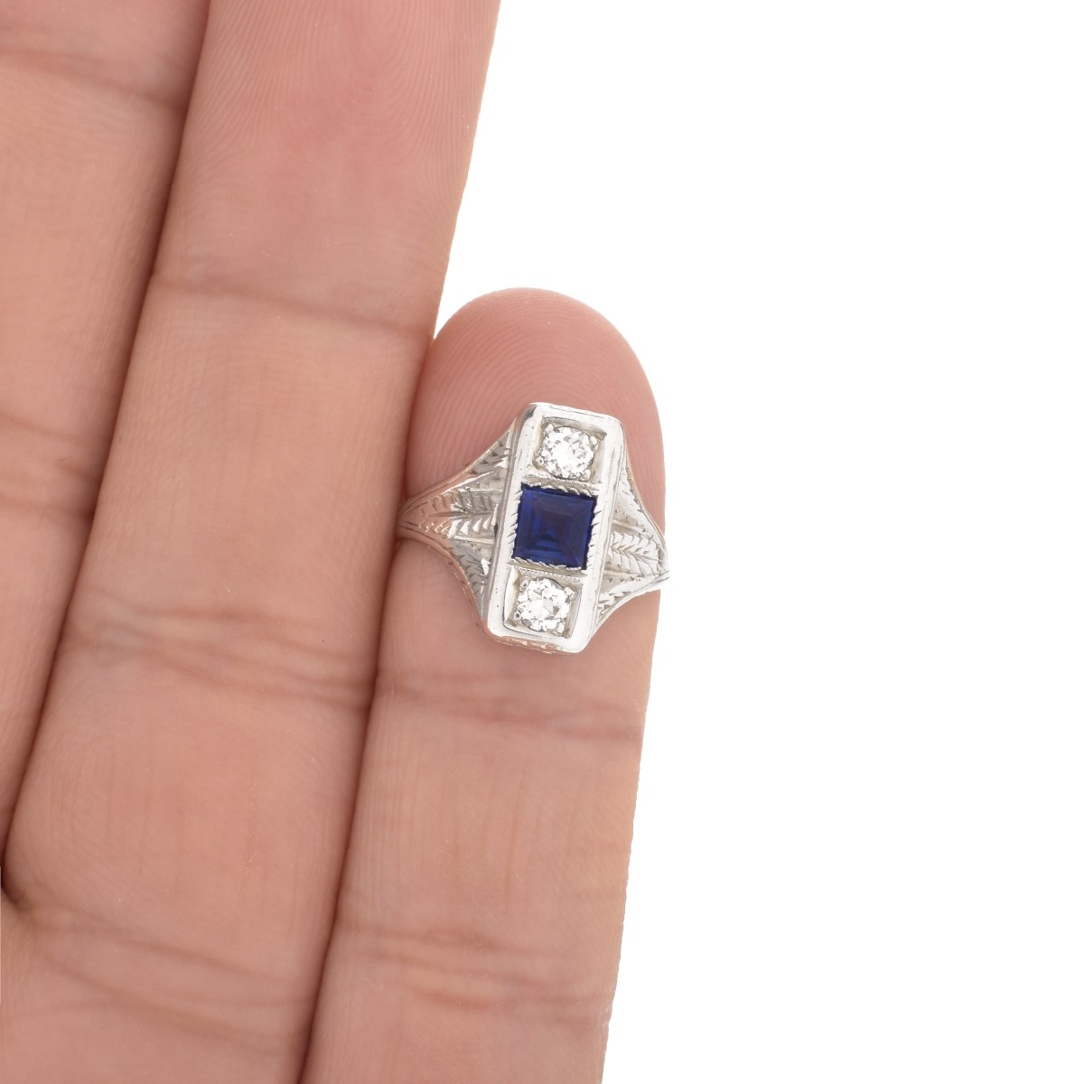 Diamond, Sapphire and 18K Ring