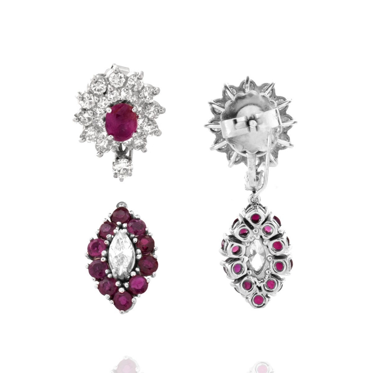 Diamond, Ruby and 18K Earrings