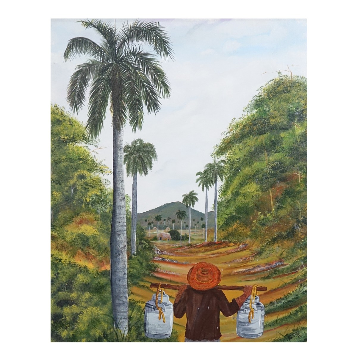 20th Century O/C Signed Villager