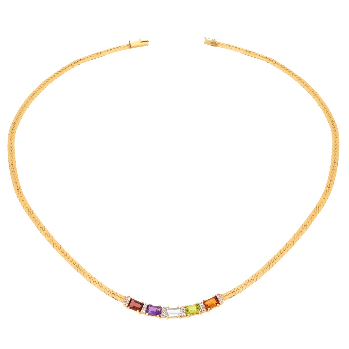Gemstone, Diamond and 14K Necklace