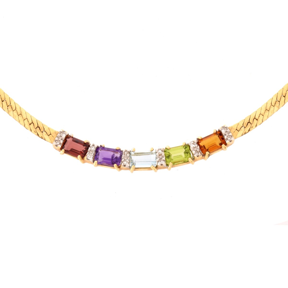 Gemstone, Diamond and 14K Necklace